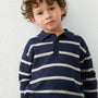 Genser Polo Knit Striped Blue