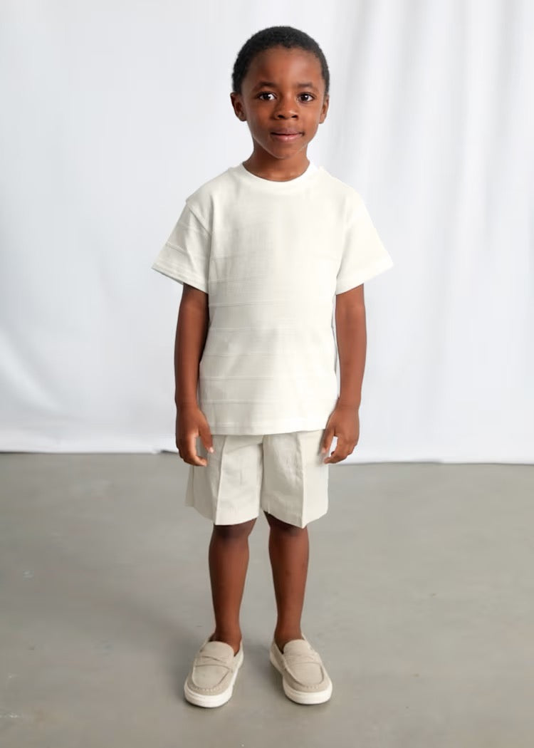 T-skjorte Striped Knit Cream