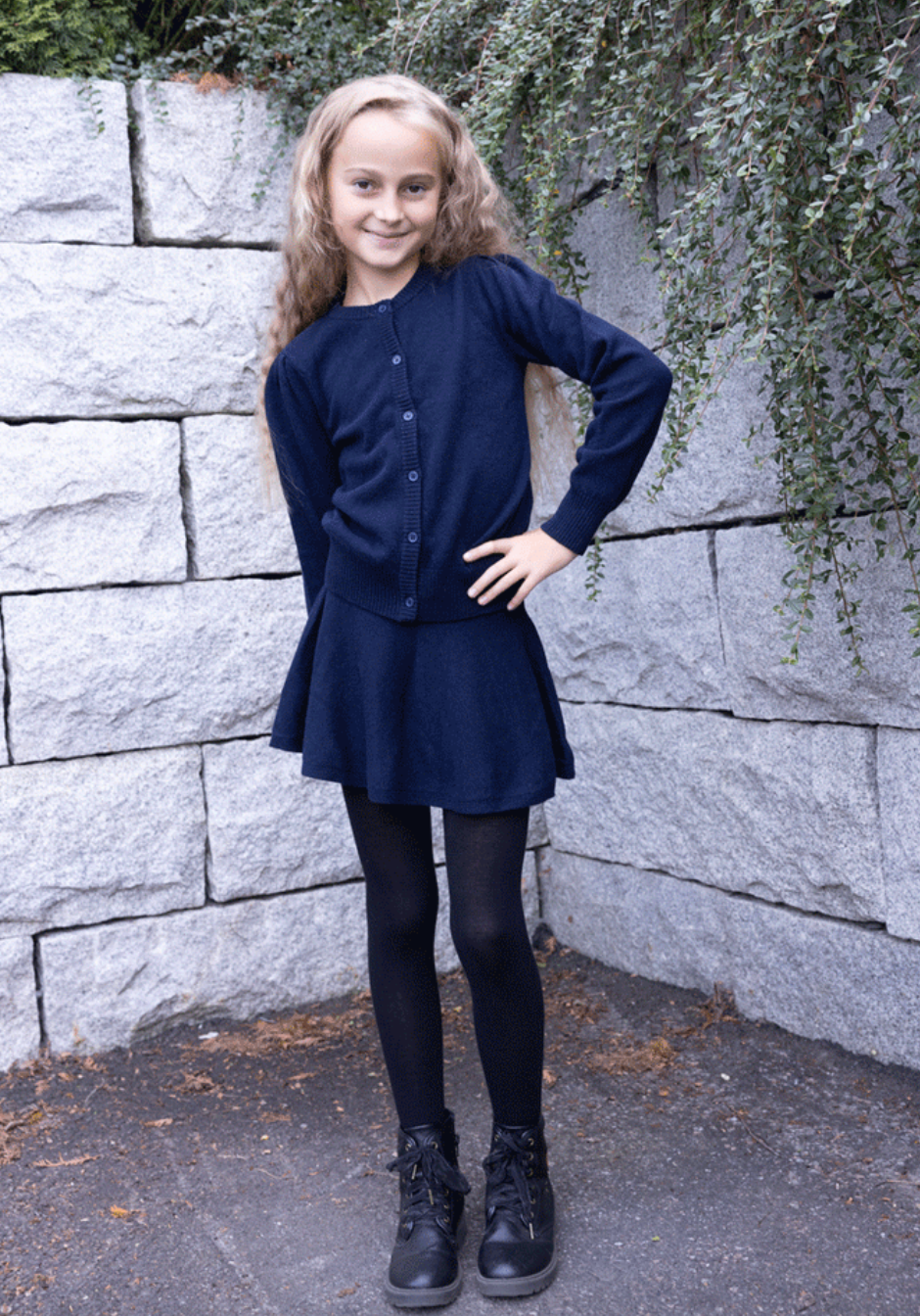 Skjørt Ull Chloe Strikket Midnight Navy