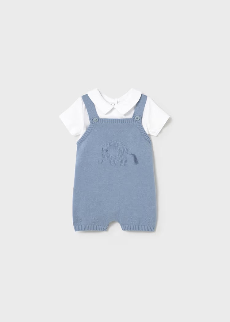 Sett 2-Deler Knit Dungaree Atlantis