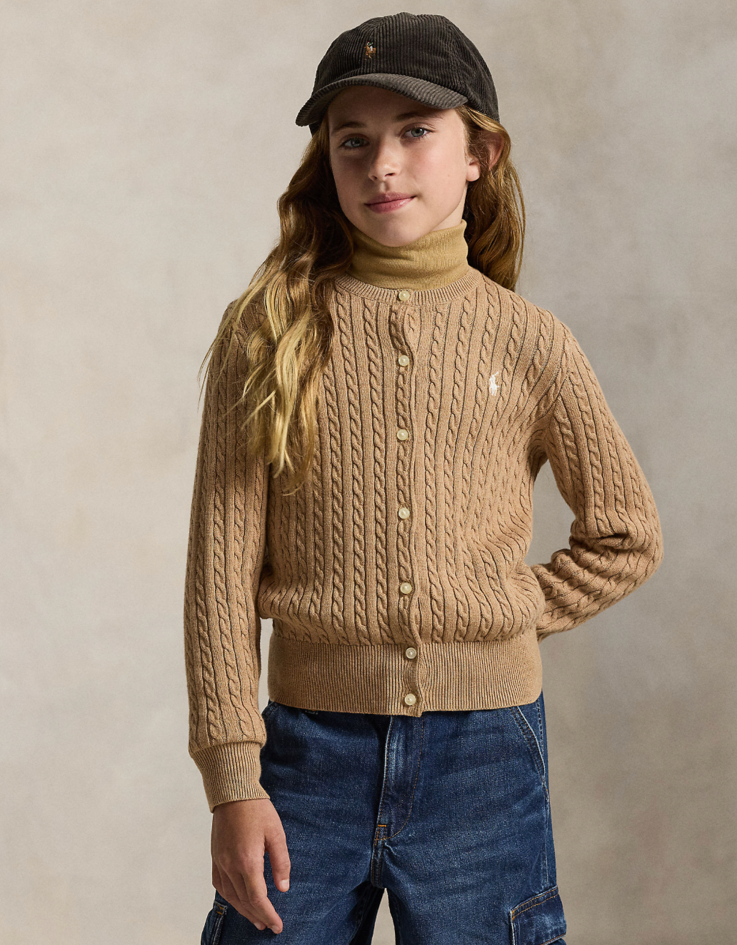 Cardigan Mini Cable Camel