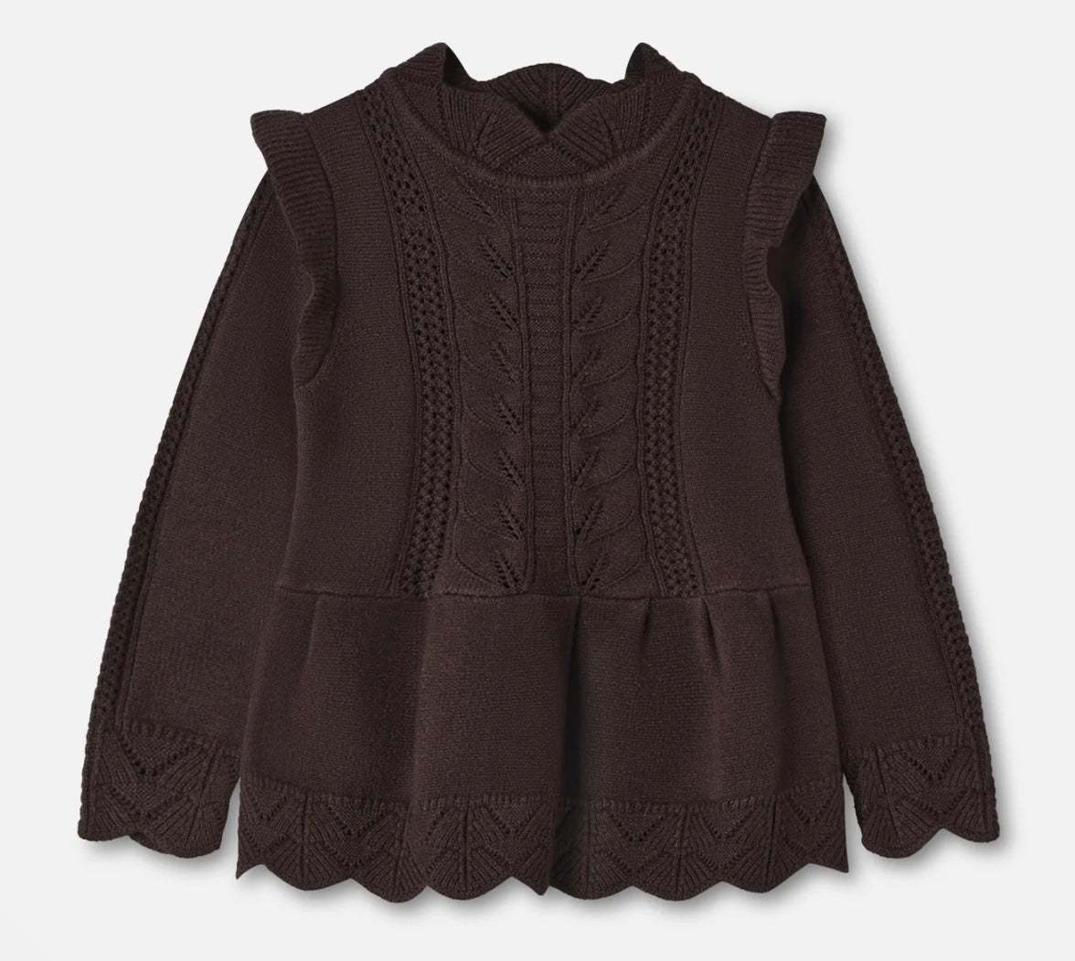 Genser Alilly Peplum Pullover Coffee Bean