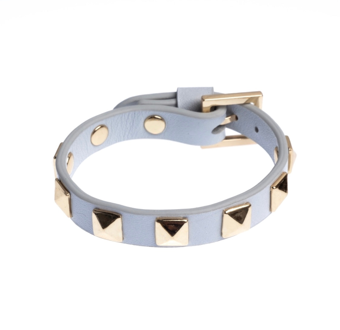 Armbånd Leather Stud Cool Blue