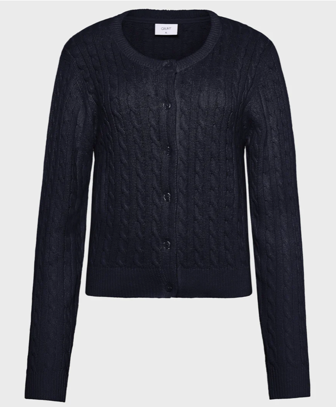 Cardigan Line Cable Knit Navy