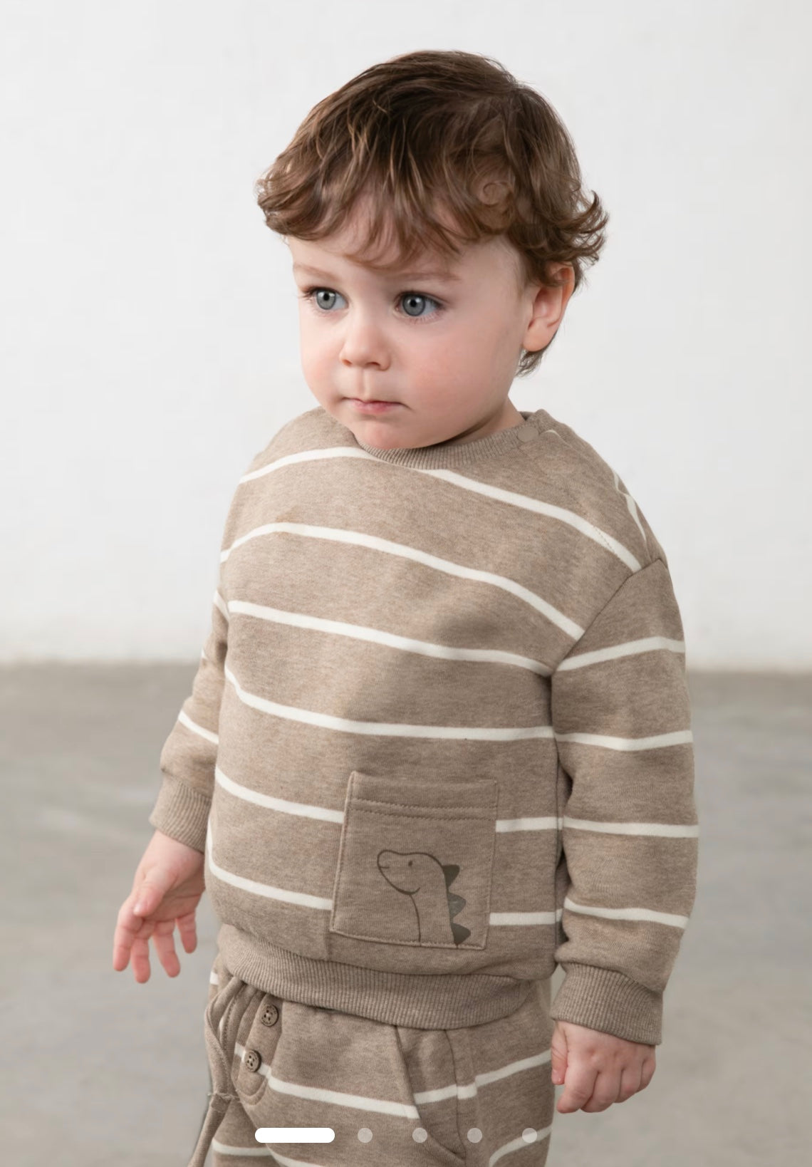 Genser Stripes Dino Truffle