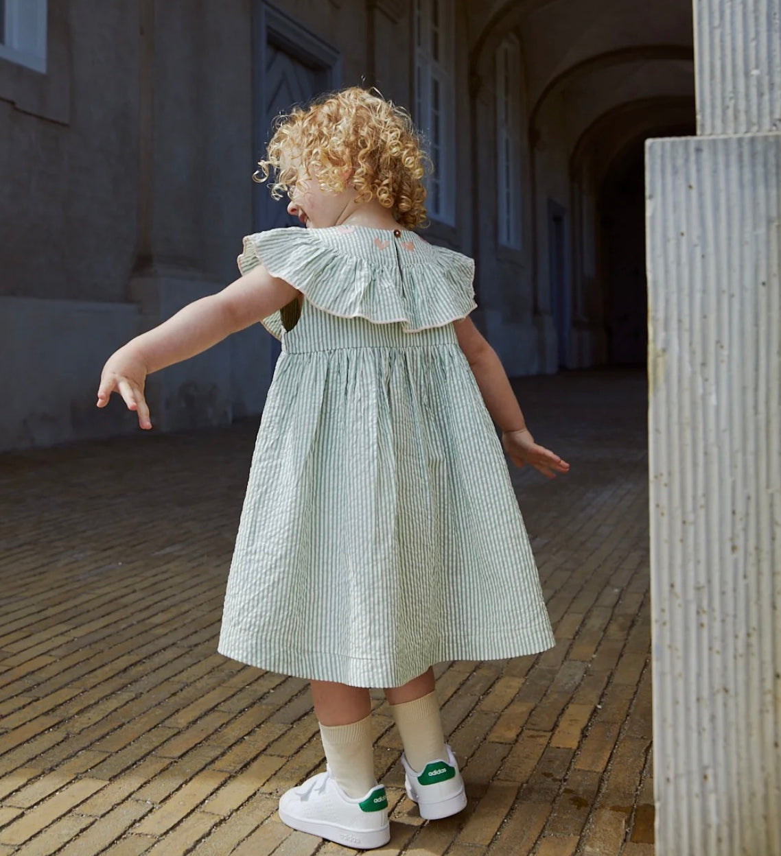 Kjole Seersucker Dress Heart Green Cream