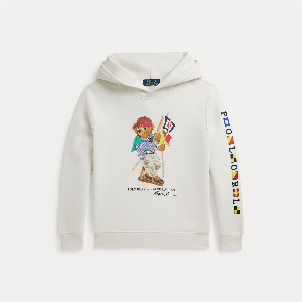 Hettegenser Polo Bear Flag Fleece Deckwash White