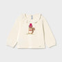 Genser Ruffle Natur/Raspberry