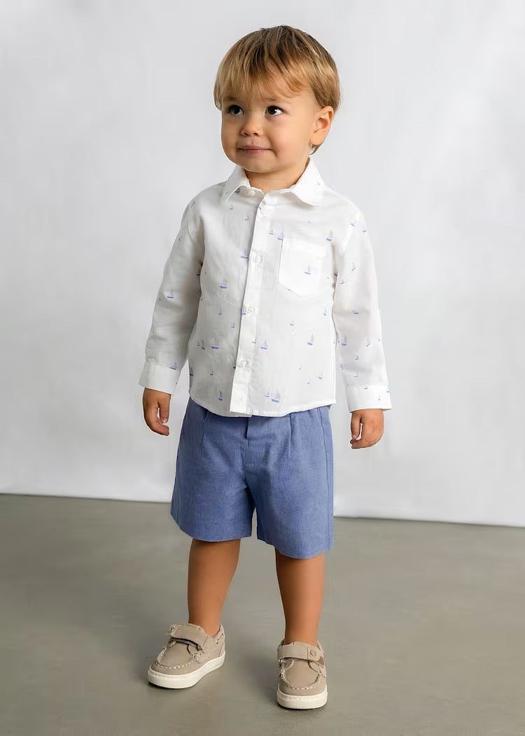 Skjorte Striper Linen Boat White