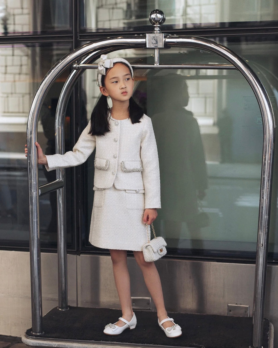 Kjole Adelaide Plaid Sequin White