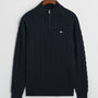 Genser Halfzip Kabelstrikk Evening Blue