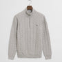 Genser Halfzip Kabelstrikk Grey Melange
