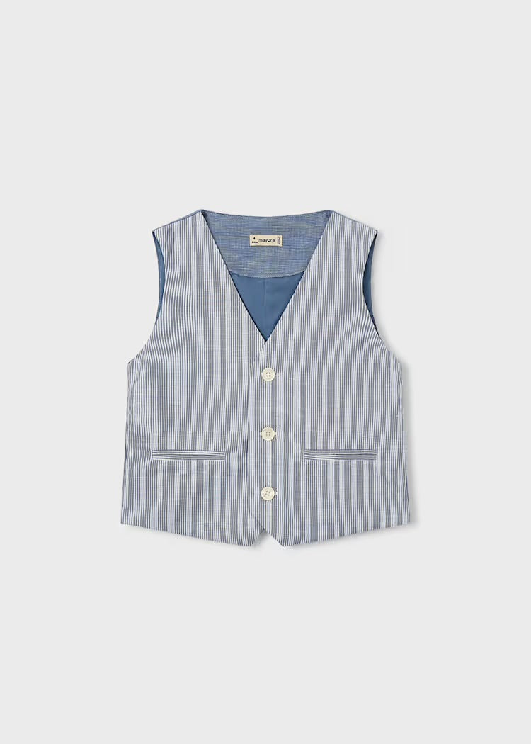 Vest Linen Indigo Stripes