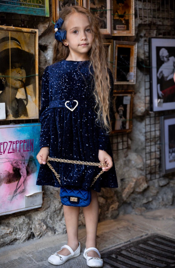 Kjole Anastasia Velvet Sequin Navy