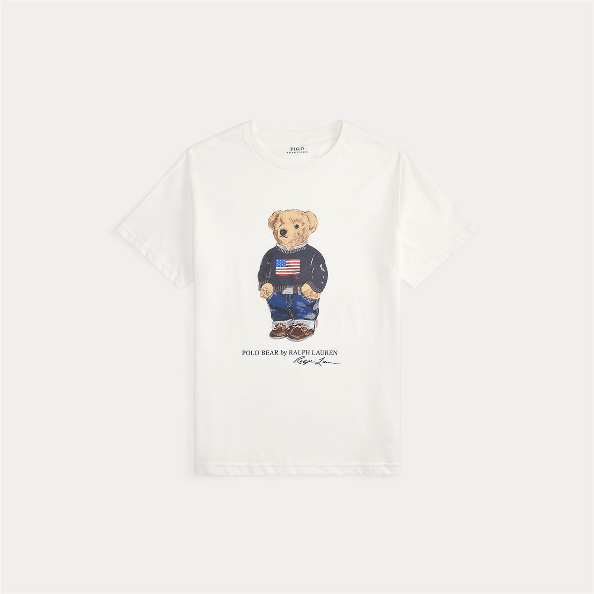 T-Skjorte Bear American Flag White