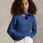 Genser Cable Knit V-Neck Royal Heather