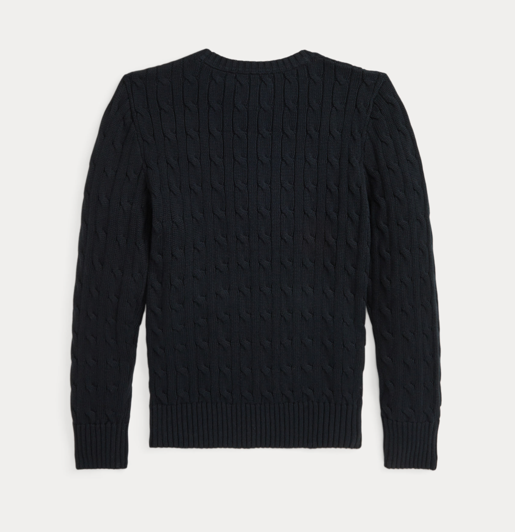 Genser Cable Cotton Polo Black