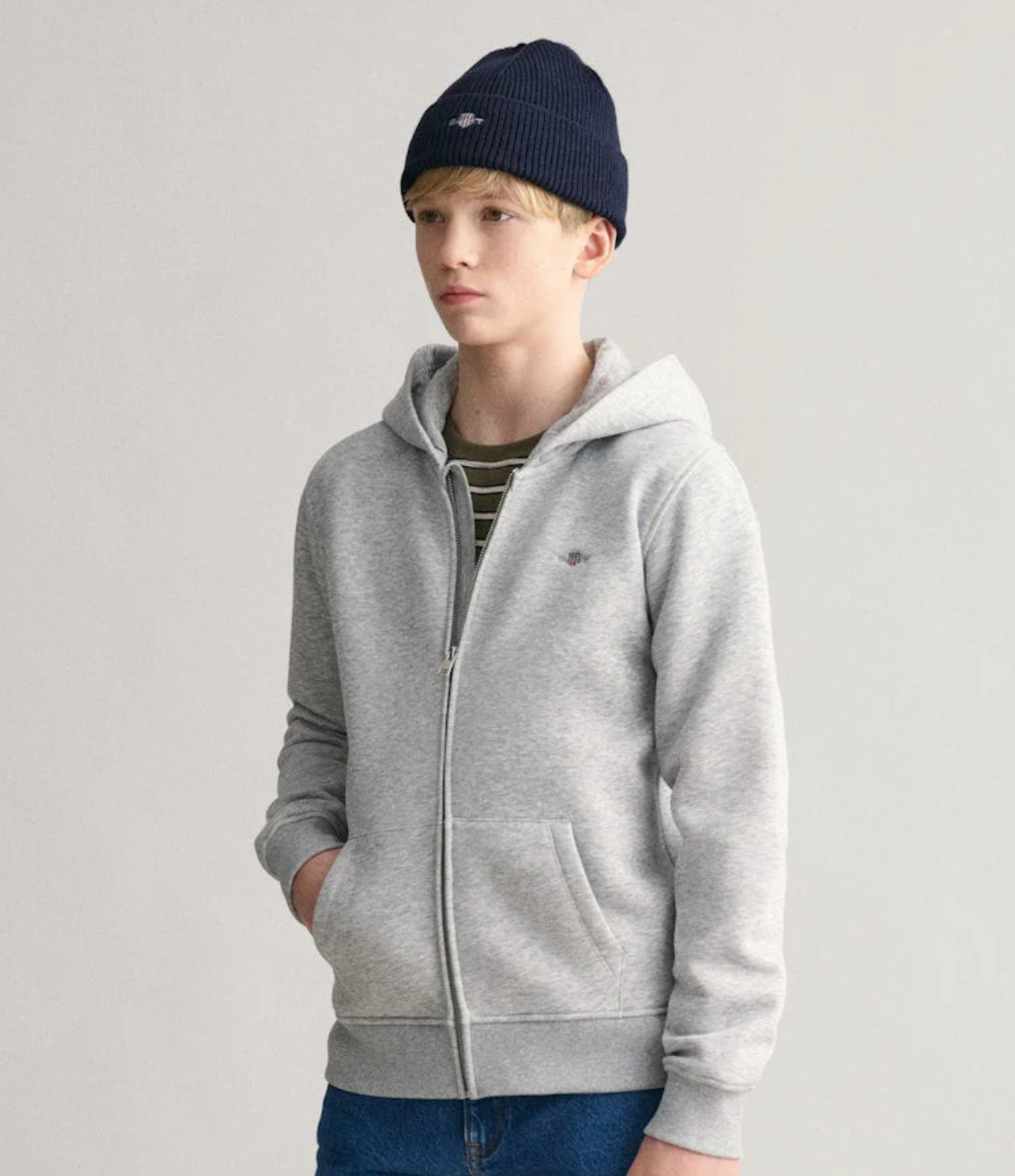 Hettejakke Shield Zip Light Grey Melange