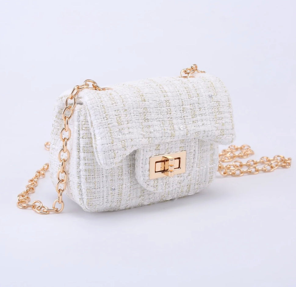Veske Isadora Small Tweed Ivory Gold
