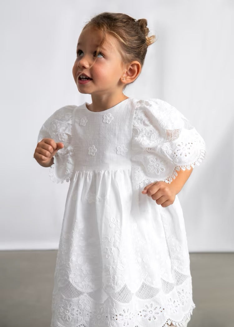 Kjole Embroidered Formal White