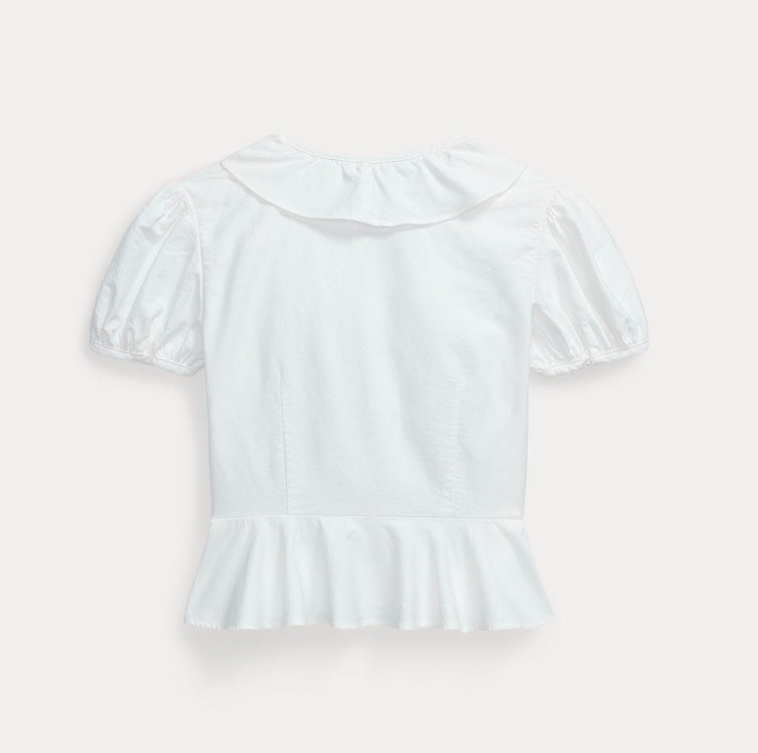 T-skjorte Ruffled Peplum White