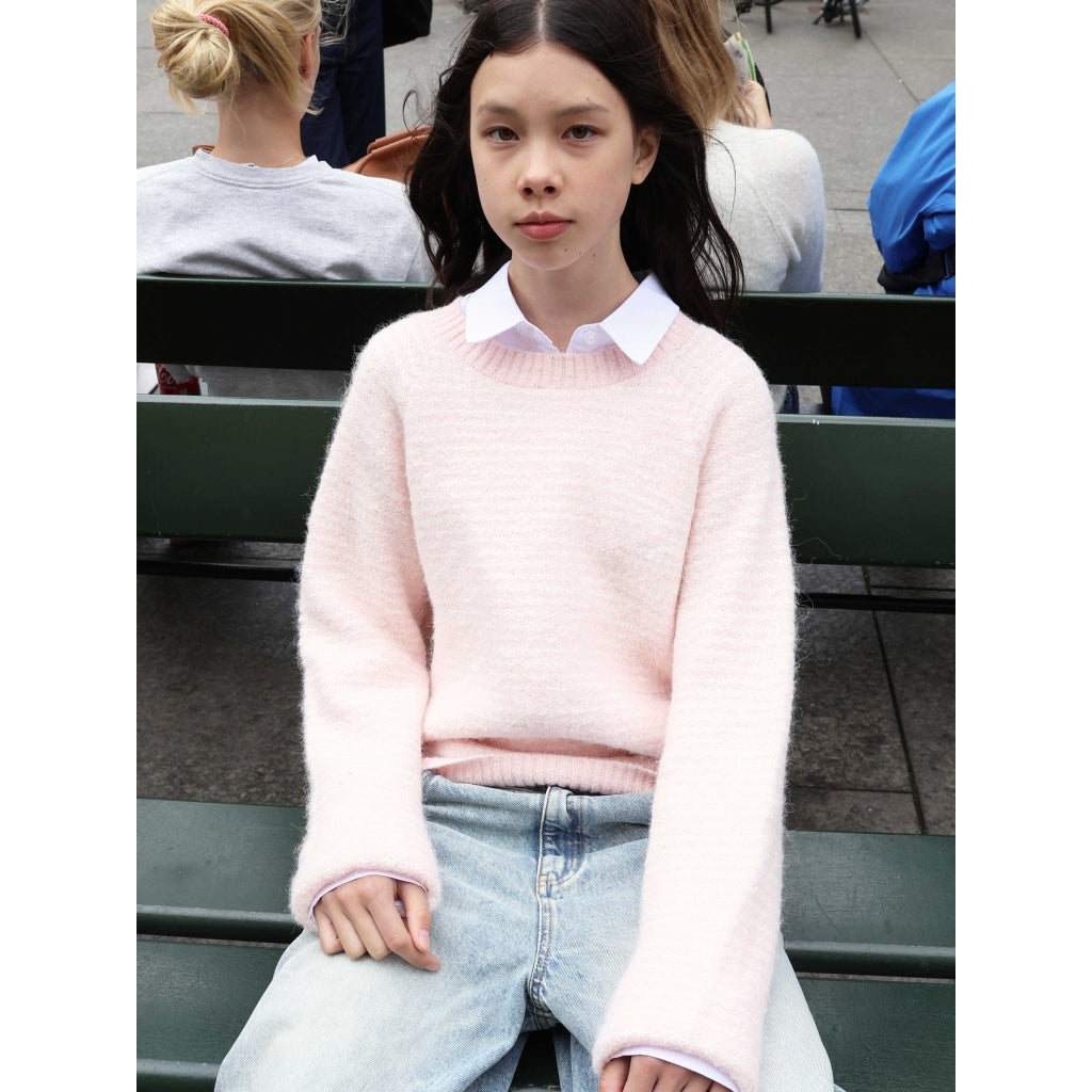 Genser GRCienne LS Crew Knit Light Rose