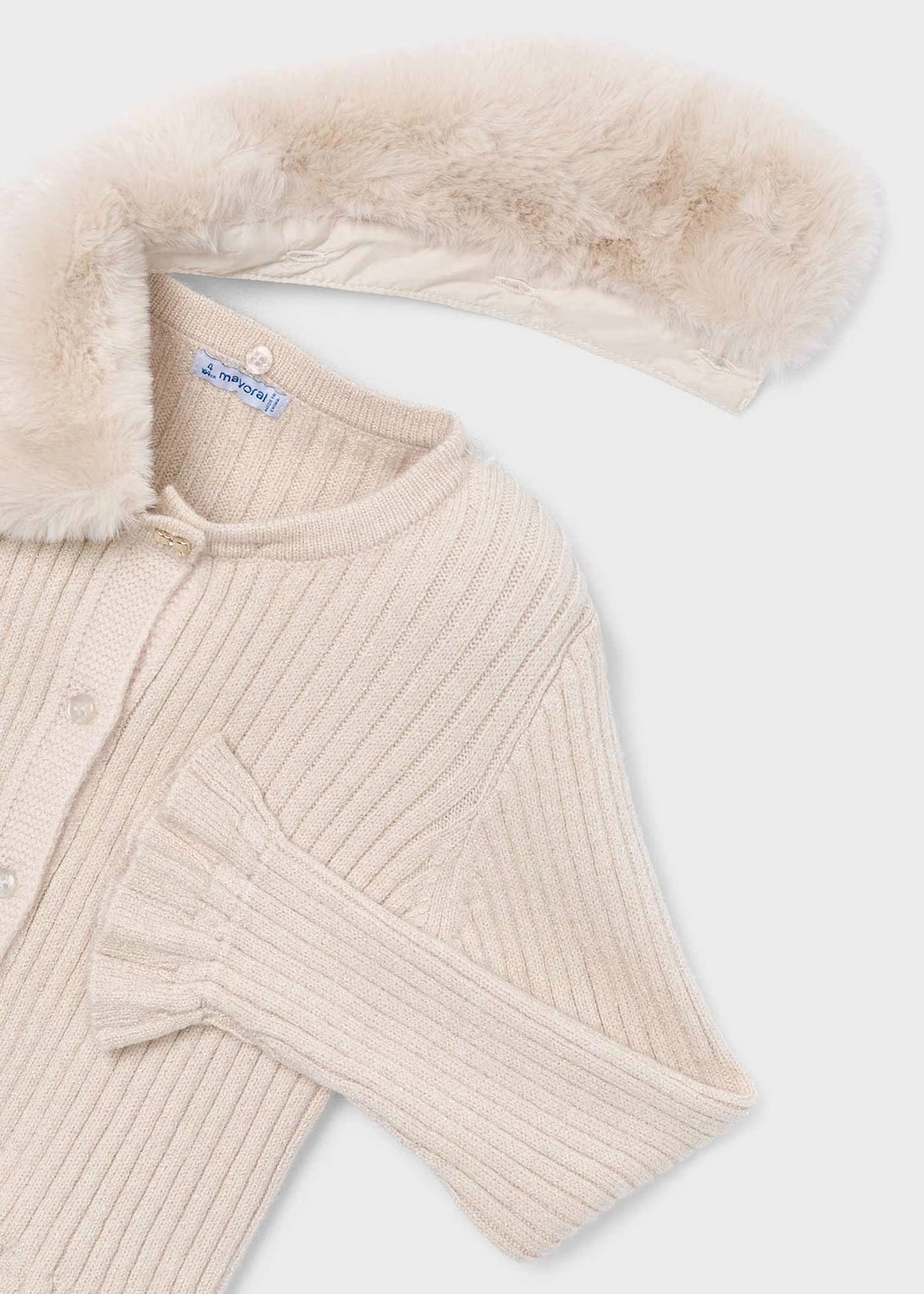 Cardigan Faux Fur Collar Tapioca