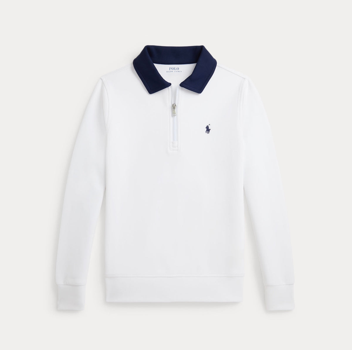 Genser Zip Double Knit Collared White