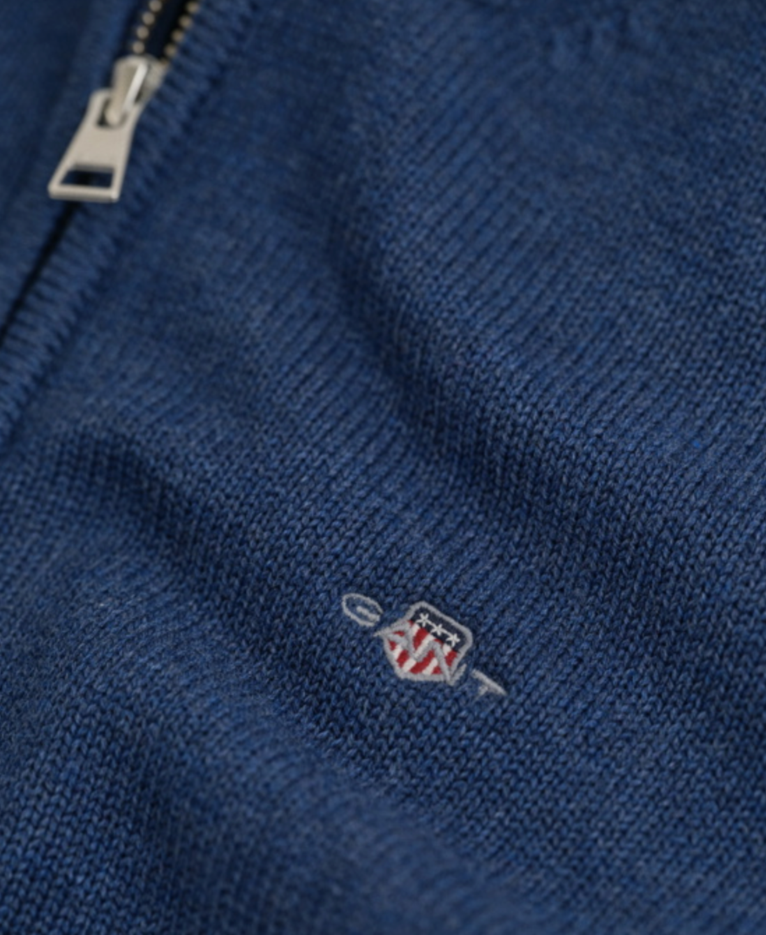 Genser Casual Half Zip Dk Jeansblue Melange