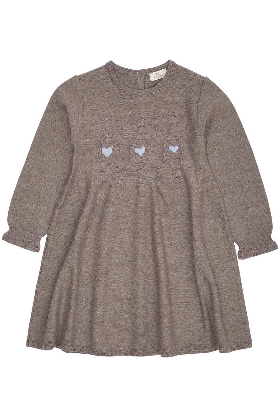 Kjole Merino Cable Hearts Natural Melange/Dusty Blue