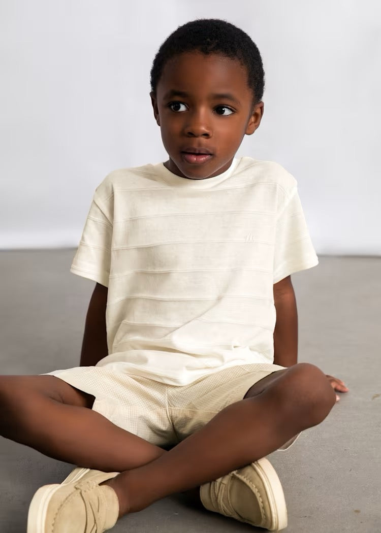 T-skjorte Striped Knit Cream