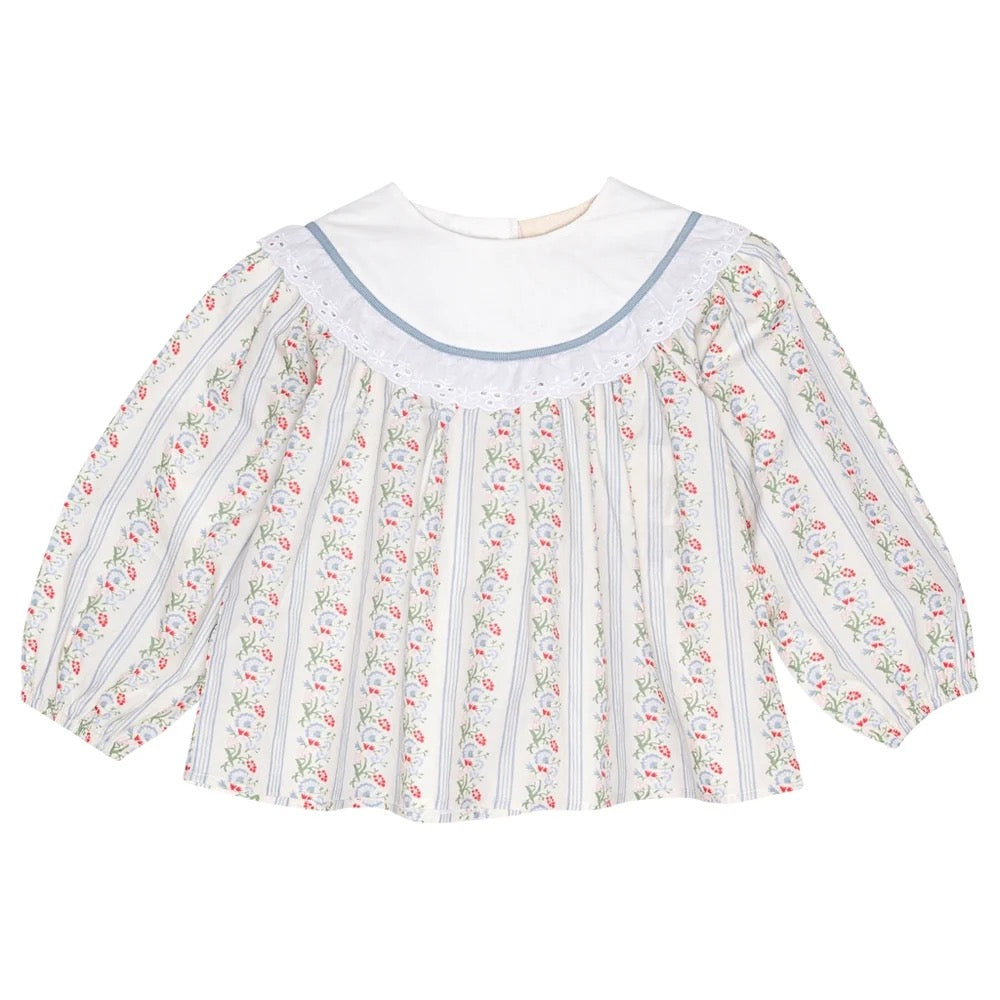 Bluse Abigail Soft White/Bright Blue