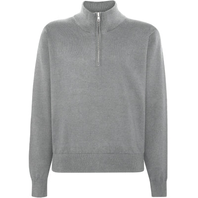 Genser GRLudvig Half Zip Knit Grey Melange