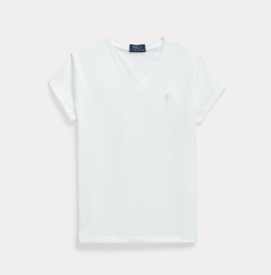 T-Skjorte Jersey V-Neck White