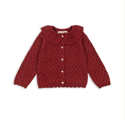 Cardigan Holiday Knit Red Dahlia