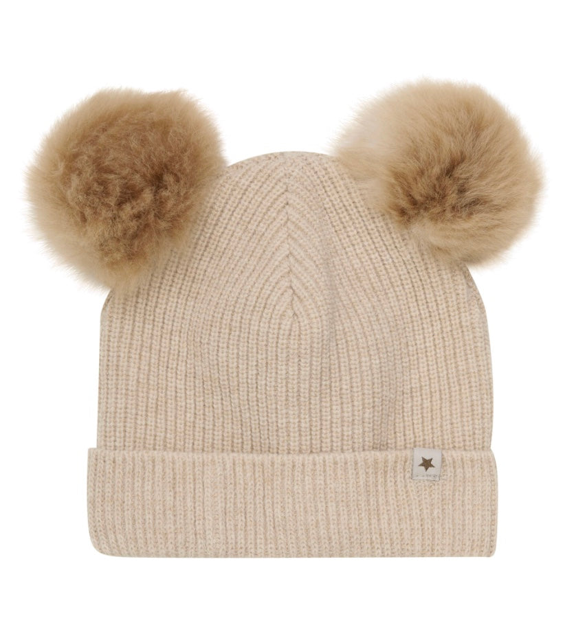 Lue Knit Alpaca Pompoms Sand Melange