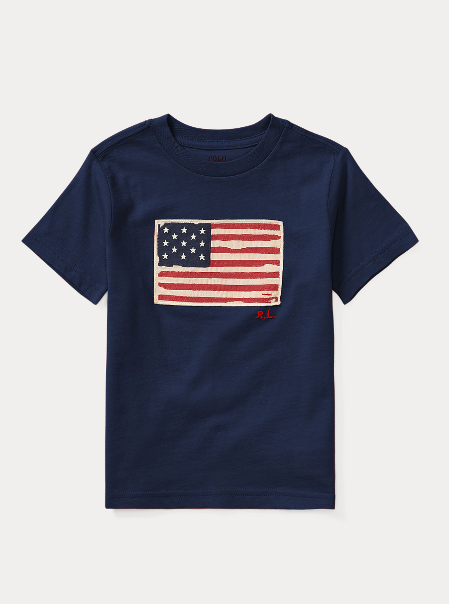 T-Skjorte Stort Flag Navy