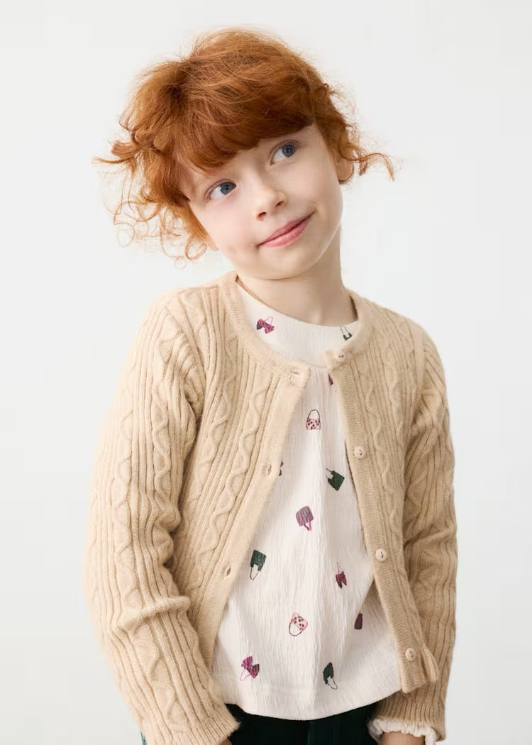 Cardigan Knitted Faux Fur Quinoa Mix