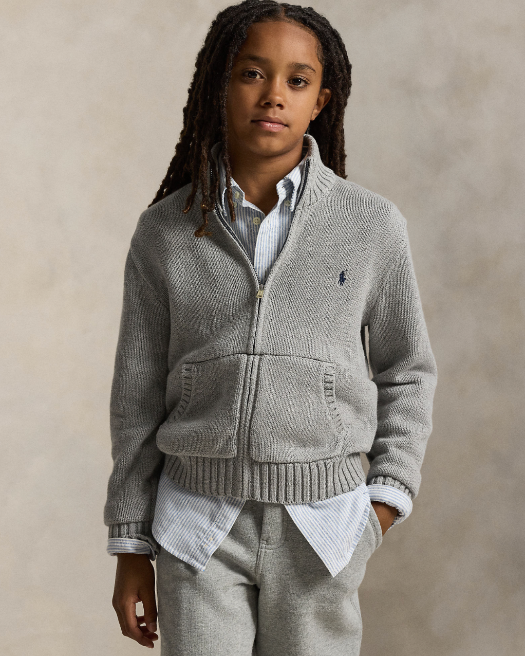 Jakke Cotton Full-Zip Sweater Grey