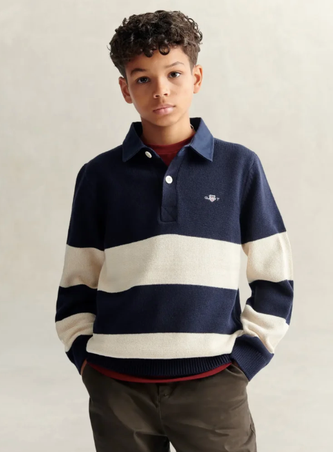 Genser Knitted Rugby Evening Blue