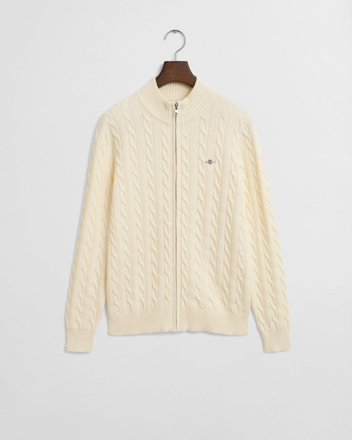 Cardigan Full Zip Kabelstrikk Cream