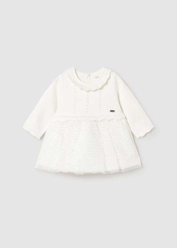 Kjole Newborn Knit/Tulle Ecru