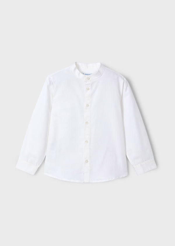 Skjorte Linen Mao Collar White