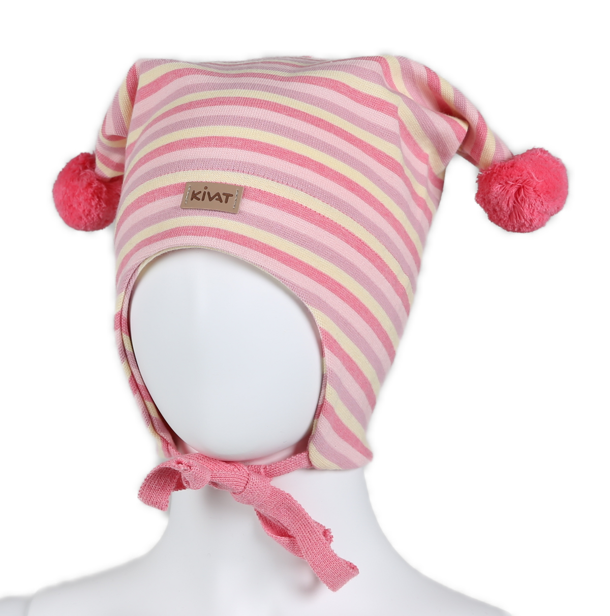 Knytelue Skinnlapp m/dusker Striper Rosa/Gul/lilla