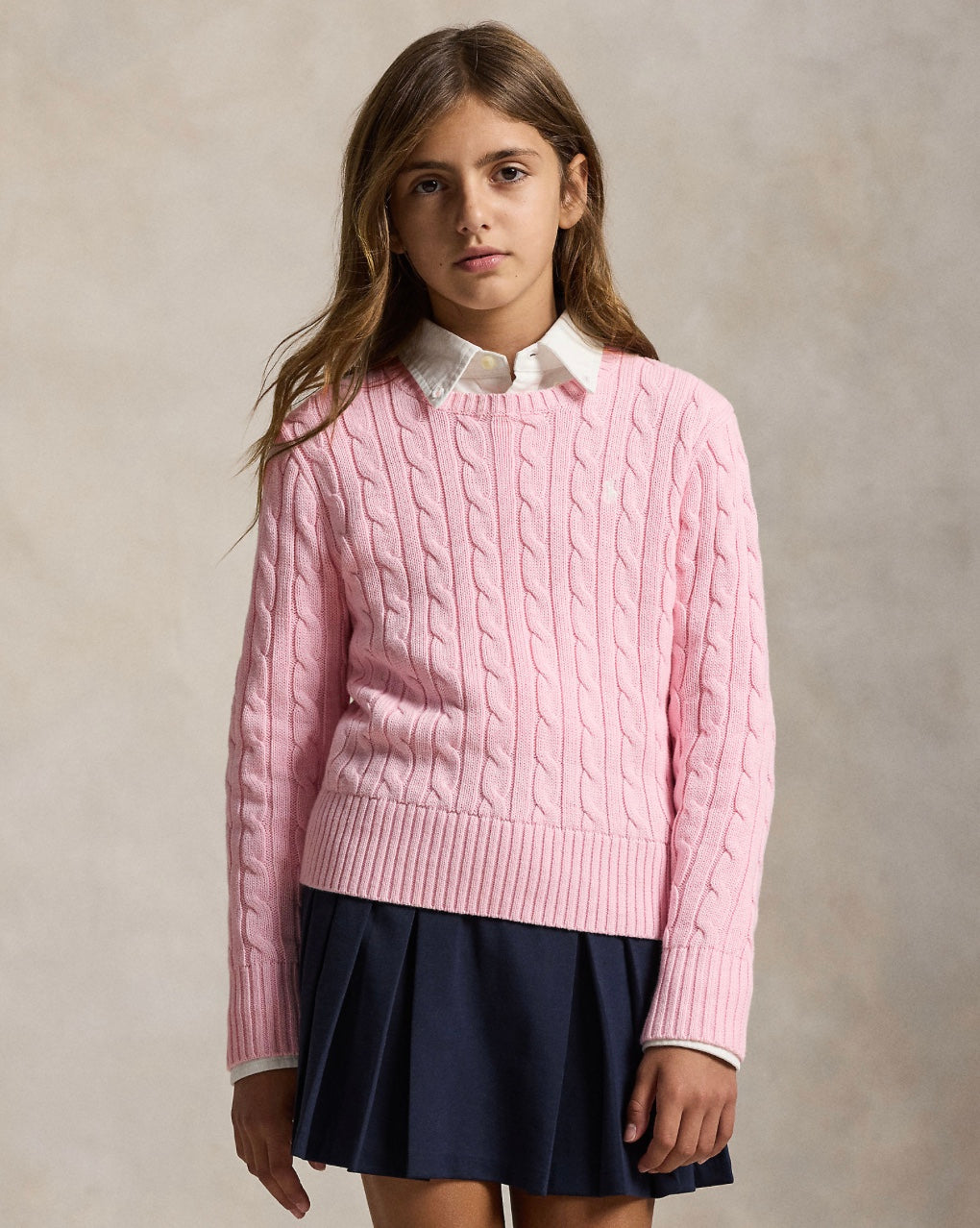 Genser Cable-Knit Cotton Pink