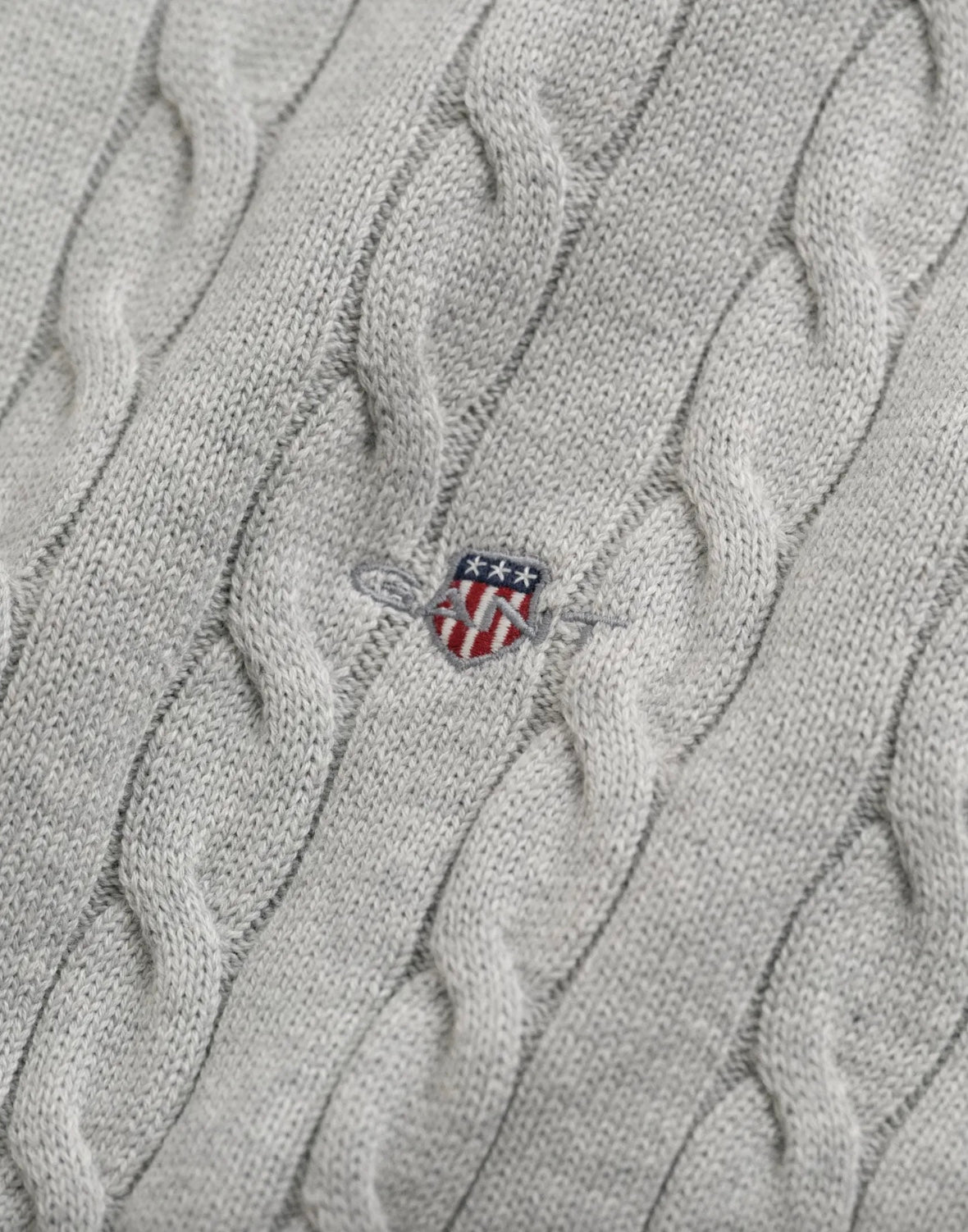 Genser Halfzip Kabelstrikk Grey Melange