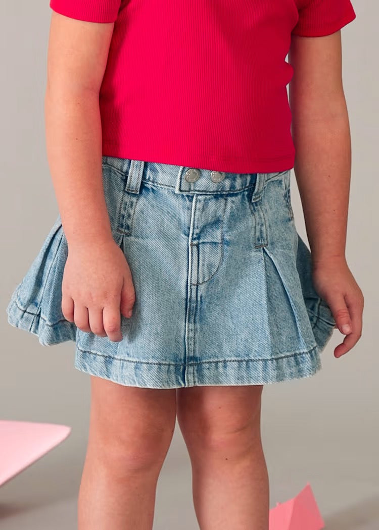 Skjørt Denim Pleated Light Denim