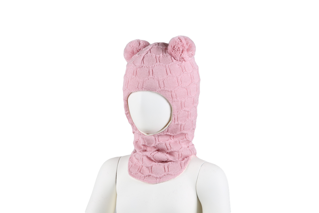 Balaclava Ull Boblemønster Rosa