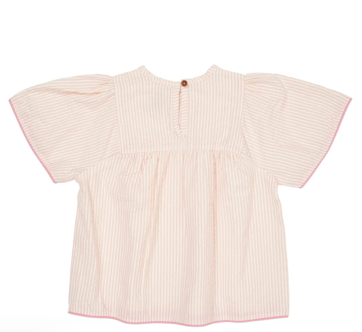 Bluse Seersucker Contrast Edge Dusty Rose