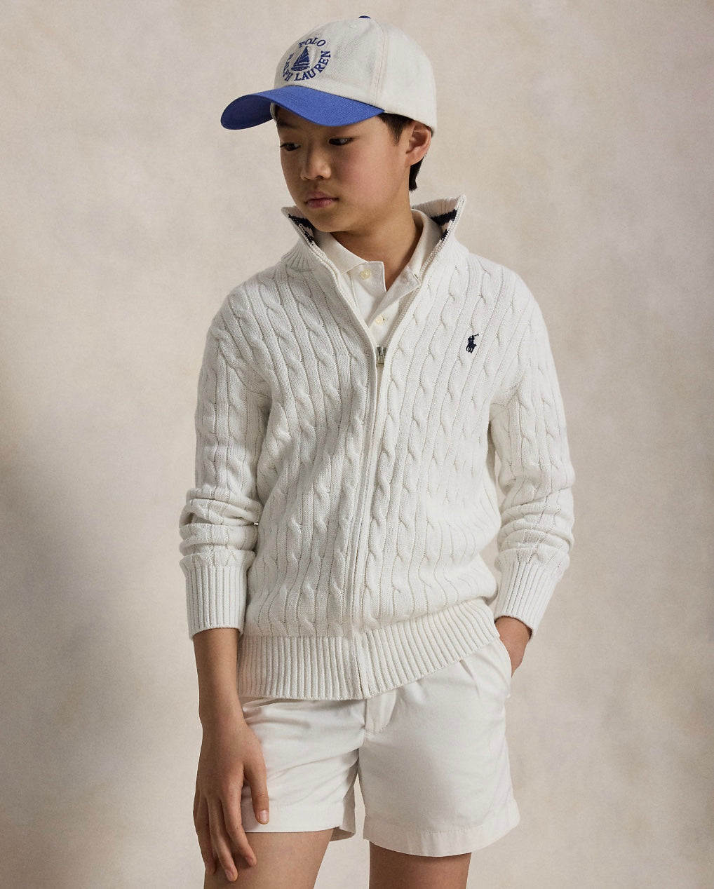 Genser Cable Full Zip White
